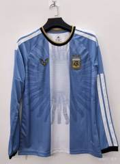 (S-4XL) 26-27 Special Version Argentina Blue and White LS Thailand Soccer Jersey AAA-3685