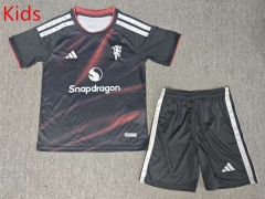 27-28 Manchester United 2nd Away Red&Black Kids/Youth Soccer Uniform-6850