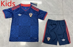 27-28 Croatia Away Blue Kids/Youth Soccer Uniform-1506