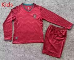 26-27 Portugal Home Red Kids/Youth LS Soccer Uniform-7209