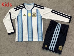 26-27 Argentina Home Blue&White Kids/Youth LS Soccer Uniform-7209