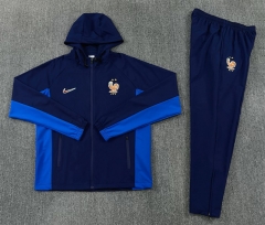 26-27 France Cyan Thailand Soccer Trench Coat Uniform With Hat-2315