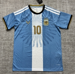 (S-4XL) 2026 Messi Signed Edition Argentina White&Blue Thailand Soccer Jersey AAA-4506