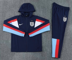 26-27 England Royal Blue Thailand Soccer Trench Coat Uniform With Hat-2315