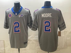 (Logo 2) Buffalo Bills 3 Generations Grey #2 NFL Jersey-0840