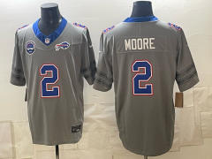 (Logo 1) Buffalo Bills 3 Generations Grey #2 NFL Jersey-0840