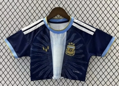 26-27 Argentina Royal Blue Women Navel Revealing Style Soccer Jersey-708