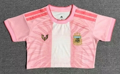 26-27 Argentina Pink Women Navel Revealing Style Soccer Jersey-1905