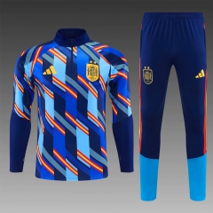 26-27 2 Star Spain Color Blue Thailand Soccer Tracksuit-0009