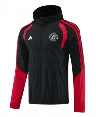 26-27 Manchester United Black Thailand Soccer Trench Coat With Hat-LH