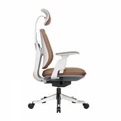 Office Chair -White Brown Leather