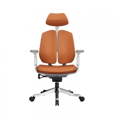 Office Chair -White Orange Leather