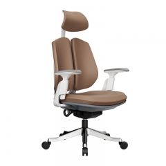 Office Chair -White Brown Leather
