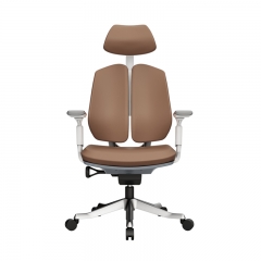 Office Chair -White Brown Leather