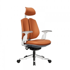 Office Chair -White Orange Leather