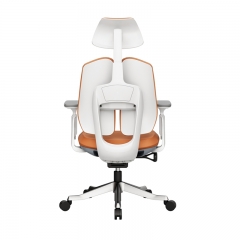 Office Chair -White Orange Leather