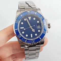 40mm Sterile Blue Dial Sapphire Crystal Automatic Mens Watch Wristwatches 2757