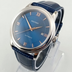 40mm Blue Dial Silver Watchcase Sapphire Glass Date sea-gull Automatic Men's Watch 2839