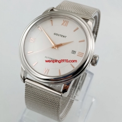 Fomal 40mm White Dial Sapphire Glass Date sea-gull Automatic Men's Watch 2840