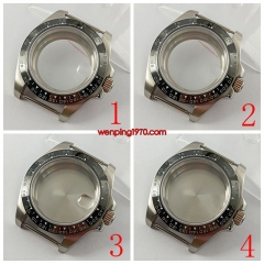 NEW 40mm silver Watch Case black bezel Sapphire glass Fit Seiko NH34 NH35 NH36 movement