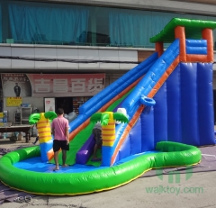 Coconut tree inflatable pool slide