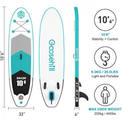 Inflatable 10'6×33×6 Ultra-Light (17.6lbs) SUP for All Skill Levels Everything Included with Stand Up Paddle Board, Adj Paddle, Pump, ISUP Travel Backpack, Leash, Waterproof Bag