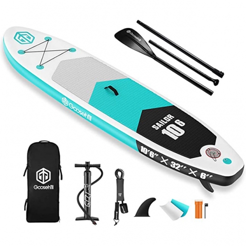 Inflatable 10'6×33×6 Ultra-Light (17.6lbs) SUP for All Skill Levels Everything Included with Stand Up Paddle Board, Adj Paddle, Pump, ISUP Travel Backpack, Leash, Waterproof Bag