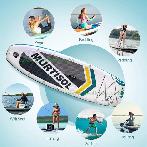 8FT INFLATABLE SURFBOARD WITH LEASH, PUMP & FINS