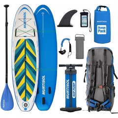 8FT INFLATABLE SURFBOARD WITH LEASH, PUMP & FINS