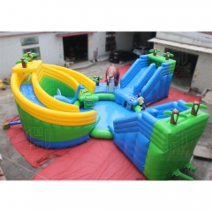 Large water world inflatable water park water slide inflatable kids double slide pool