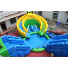 Large water world inflatable water park water slide inflatable kids double slide pool
