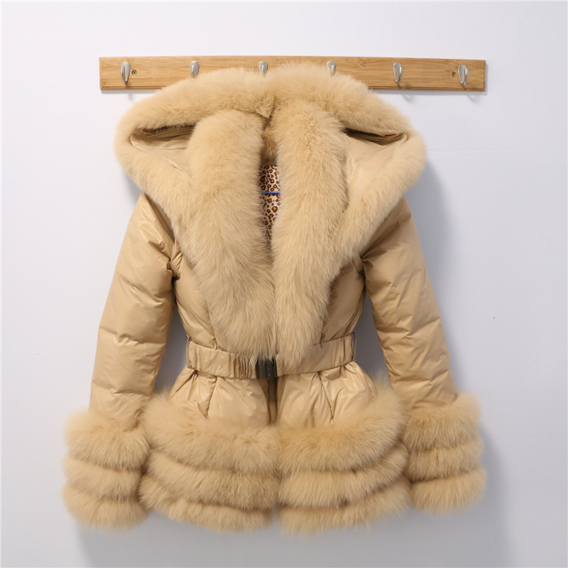 puffer coat with fox fur hood