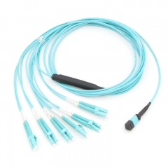 12 Fiber MTP(Male)-6LC Duplex 10G OM3 Multi-mode Fiber Optic Harness Fan-out/Breakout Cable