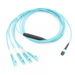8 Fiber MPO-4LC Duplex 10G OM3 Multi-mode Fiber Optic Harness Fan-out/Breakout Cable