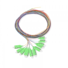 12-fiber SC/APC 9/125 Single-mode Color-Coded Fiber Optic Pigtail