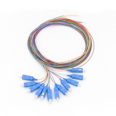 12-fiber SC/UPC 9/125 Single-mode Color-Coded Fiber Optic Pigtail