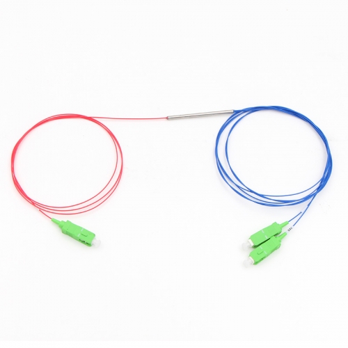 1X2 FBT Splitter, Single-mode Single Window 900µm Fiber with Steel Tube