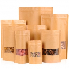 Resealable zipper Brown Kraft Paper Bag For Food Packaging