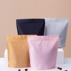 In stock 100% recyclable resealable zipper stand up coffee bag with vent valve