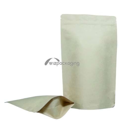 100% compostable stand up kraft paper packaging pouch with zipper