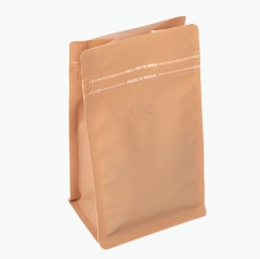 In stock 100% recyclable flat bottom coffee pouch bag with degassing valve