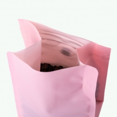 In stock 100% recyclable flat bottom coffee pouch bag with degassing valve