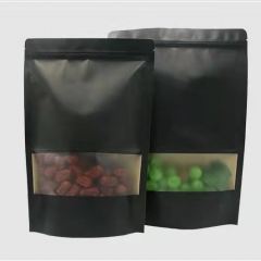 Stock stand up black kraft paper food packaging pouch