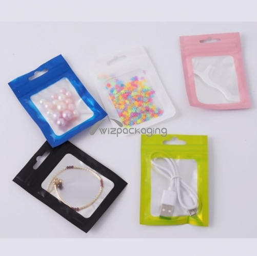 Stock colorful 3 side sealed bag with window