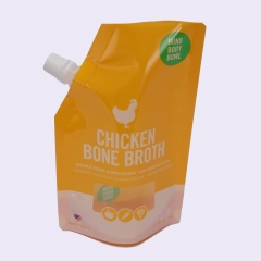 Custom pet food chicken bone broth spout pouch