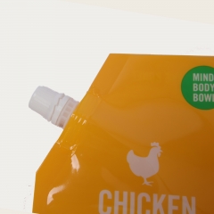 Custom pet food chicken bone broth spout pouch