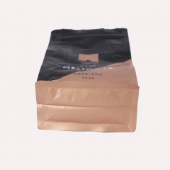 Customized flat bottom zipper coffee pouch with degassing valve