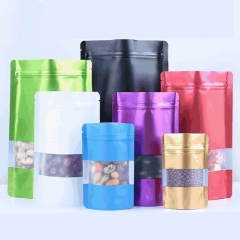 Colorful food packaging stand up pouch with window