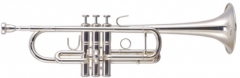 Hi-grade C Trumpet Brass Body Silver plated with F...