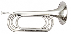 F Tone Bugle Horn Nickel plated with Box Brass Mus...